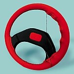 33013 KIT GENUINE LEATHER STEERING WHEEL COVER_L_? 37/39 CM_RED