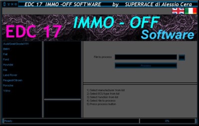 EDC17 IMMO-OFF SOFTWARE  Removal/Unlock CODE IMMOBILIZER
